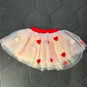 Cat & Jack Pink Tulle Skirt with Red Hearts